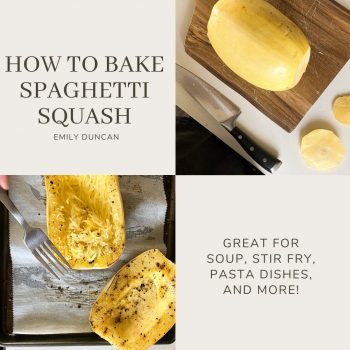 How to bake spaghetti squash. Image of baked spaghetti squash.